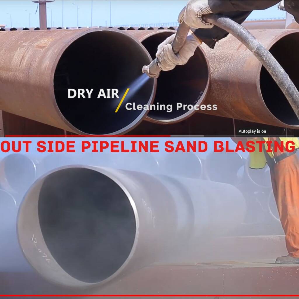 Out side pipeline sand blasting