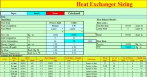 Heat Exchangers Calculation excel spreadsheet sheet Image