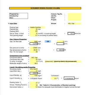 SCRUBBER DESIGN AND SELECTION EXCEL SHEET