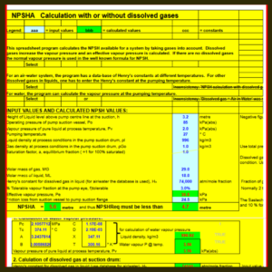 NPSHA Calculation Spreadsheet